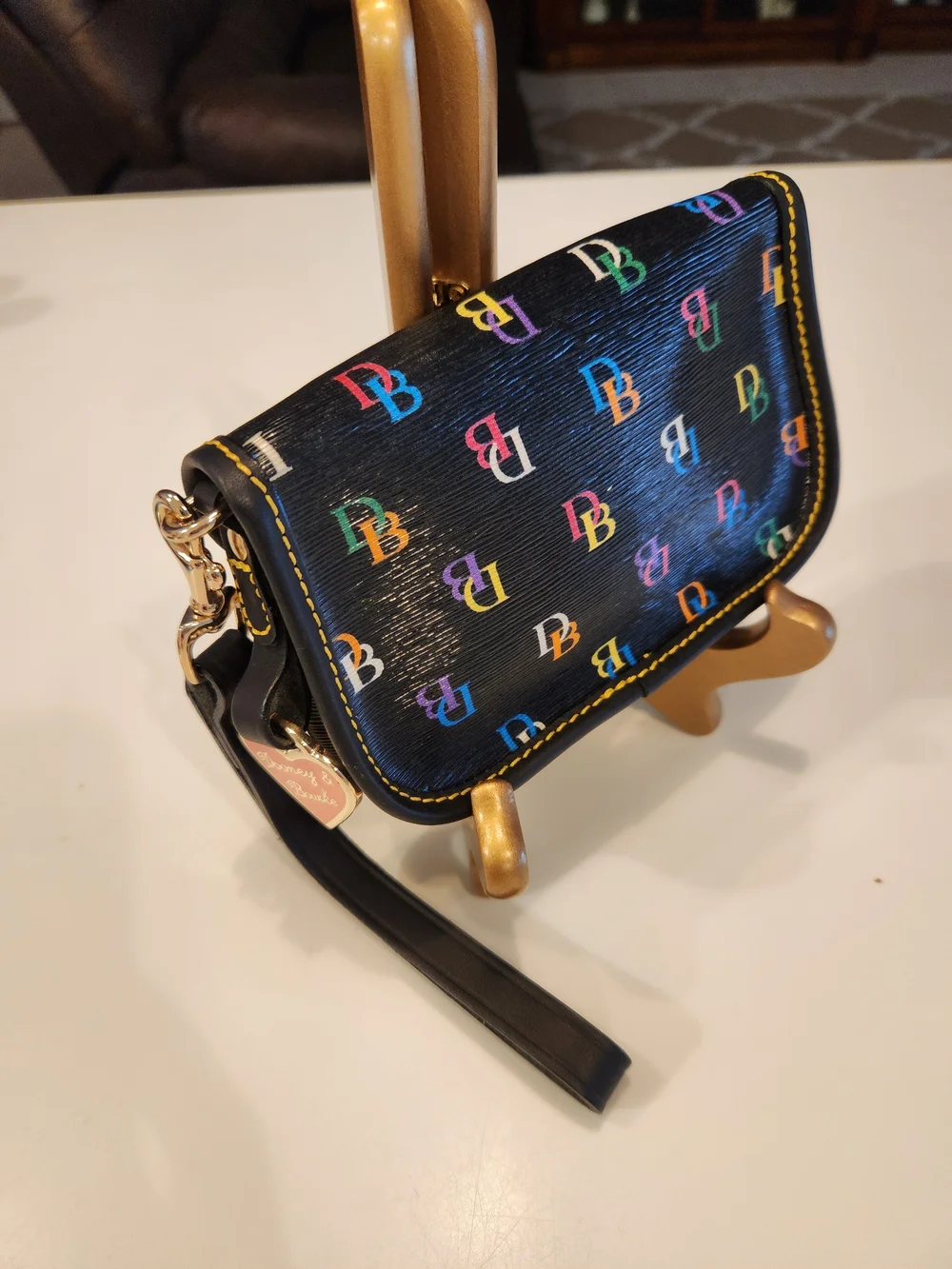 Dooney & Bourke DB75 Multicolor Logo Wristlet Snap Closure